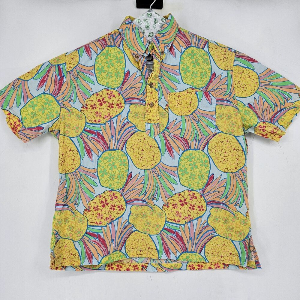 The Nutter Shirt Mens Medium Chubbies Short Sleeve Pop Over‎ Polo Pineapples AOP